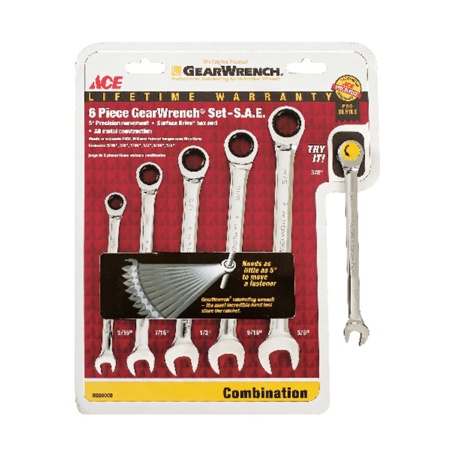 Ace Multiple SAE Ratcheting Gearwrench Set 6 pc. Ace Hardware