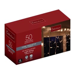 Celebrations Incandescent Mini Clear 50 ct Icicle Christmas Lights 2.67 ft.
