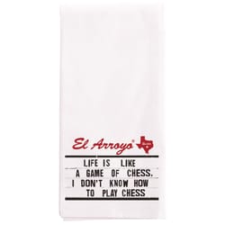 El Arroyo White Cotton Chess Tea Towel 1 pk