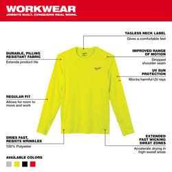 Milwaukee Workskin XXL Long Sleeve Unisex Crew Neck Yellow Shirt