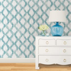 NuWallpaper 20.5 in. W X 18 ft. L Teal Floating Trellis Peel and Stick Wall Decal