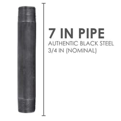 STZ Industries 3/4 in. MIP each X 3/4 in. D MIP Black Steel 7 in. L Nipple