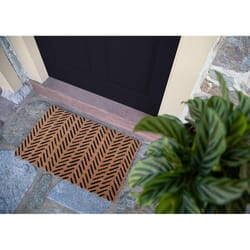 Entryways 30 in. W X 18 in. L Black/Natural Fishbone Coir Door Mat