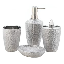 Accent Plus Hammered Texture Silver Polyresin Bath Accessory Set