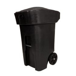 Toter Bear Tough 64 gal Black Polyethylene Wheeled Trash Can Lid Included Animal Proof/Animal Resist