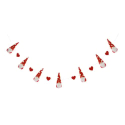 Glitzhome Valentine's Gnome and Heart Garland Polyester 1 pc