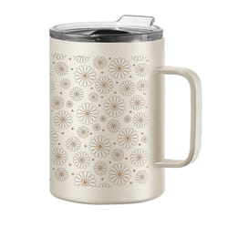 OGGI 14 fl. oz. White BPA Free Daisy Thermal Travel Mug