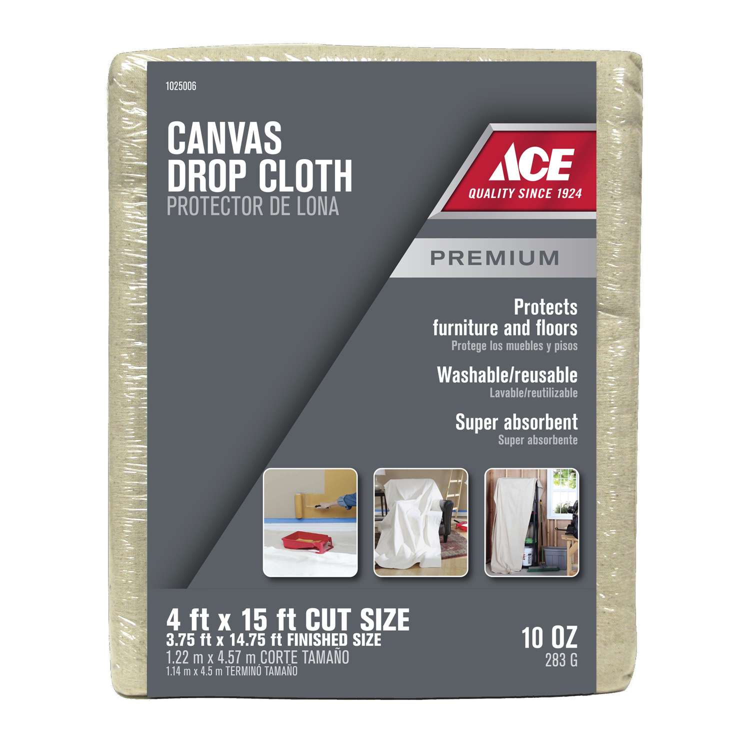 ACE 4 ft. W x 15 ft. L Canvas Drop Cloth 1 pk Ace Hardware