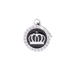 MyFamily Glam Black Crown Metal Dog Pet Tags Medium