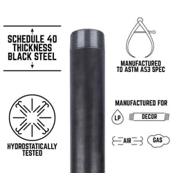 STZ Industries 1-1/2 in. MIP each X 1-1/2 in. D MIP each Black Steel 10 in. L Nipple