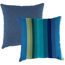 Jordan Manufacturing Blue Stripe Polyester Throw Pillow 4 in. H X 16 in. W X 16 in. L