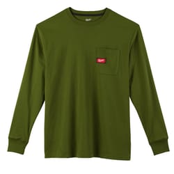 MILWAUKEE L Long Sleeve Unisex Crew Neck Olive Green Heavy Duty Shirt