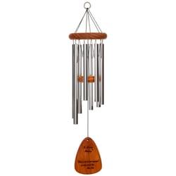 Wind River In Loving Memory Silver Aluminum/Wood 24 in. Wind Chime