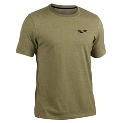 Milwaukee L Short Sleeve Men's Crew Neck Green Hybrid Work Tee Shirt