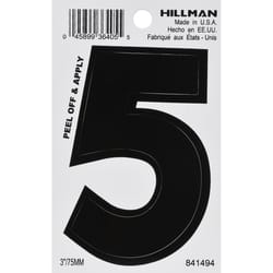 HILLMAN 3 in. Black Vinyl Self-Adhesive Number 5 1 pc