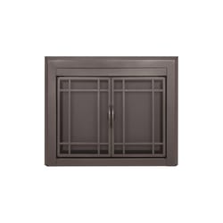 Pleasant Hearth Easton Black/Gray Gunmetal Steel Fireplace Screen with Doors