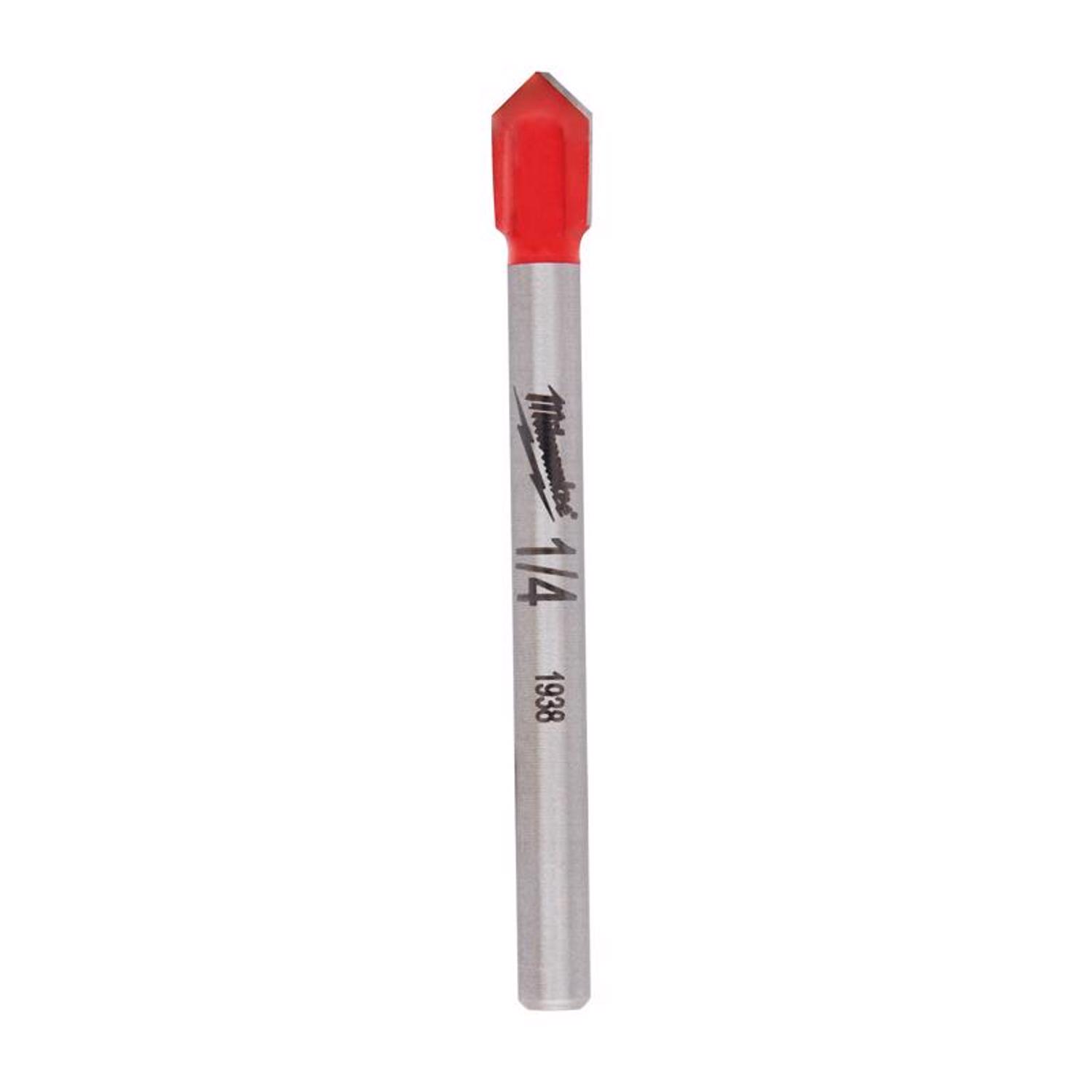 Milwaukee 1/4 in. X 2.25 in. L Carbide Tipped Glass/Tile Drill Bit 1 pc ...