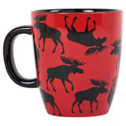 Little Blue House Black/Red Ceramic Moose On Red Curved Coffee Mug 1 pk