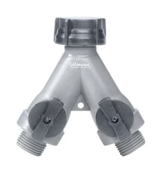 Gilmour Polymer Threaded Male Y-Hose Connector with Shut Offs