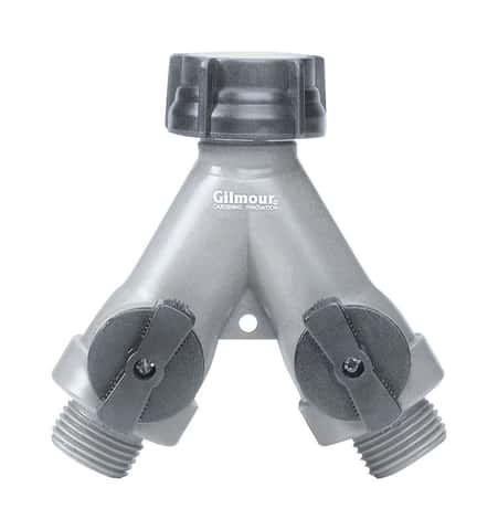 Gilmour Polymer Threaded Male Y-Hose Connector with Shut Offs Gilmour Polymer Threaded Male Y-Hose Connector with Shut Offs