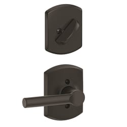 Schlage F Series Broadway/Greenwich Matte Black Handleset 1-3/4 in.