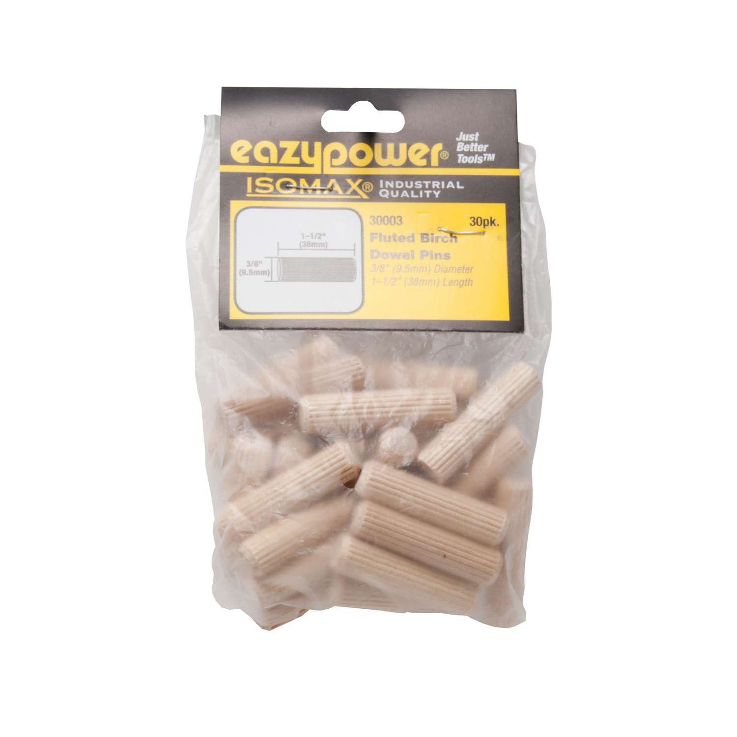 Eazypower Isomax Fluted Wood Dowel Pin 3/8 in. D X 11/2 in. L 30 pk Ace Hardware