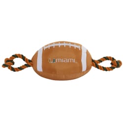 Pets First NFL Multicolored Nylon Miami Hurricanes Football Dog Toy 1 pk