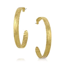 Montana Silversmiths Women's Timeless Treasure Chiseled Hoop Gold Earrings Water Resistant
