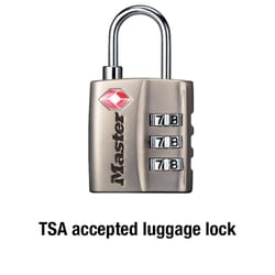Master Lock 1-5/16 in. H X 3/8 in. W X 1-3/16 in. L Metal 3-Dial Combination Luggage Lock
