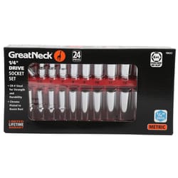 GreatNeck 1/4 in. drive Metric Shallow Socket Set 24 pc