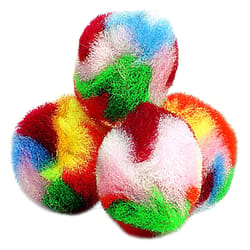 Spot Multicolored Yarn Puff Balls Catnip Toy 4 pk