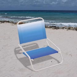 Rio Brands 1-Position Blue/White Beach Chair