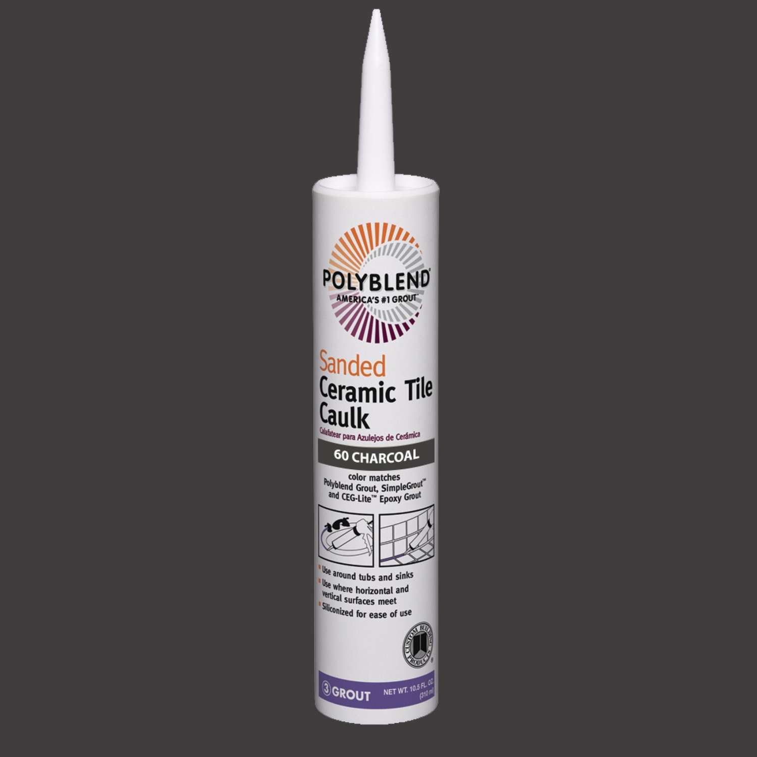 Custom Building Products Polyblend Charcoal Siliconized Acrylic Caulk