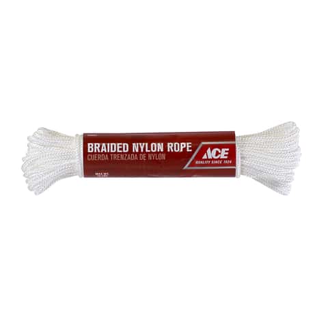 Ace 1/8 in. D X 48 ft. L White Braided Nylon Rope Ace 1/8 in. D X 48 ft. L White Braided Nylon Rope