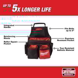 Milwaukee Ballistic Nylon Carpenter Pouch 17 pocket Black/Red 1 pc
