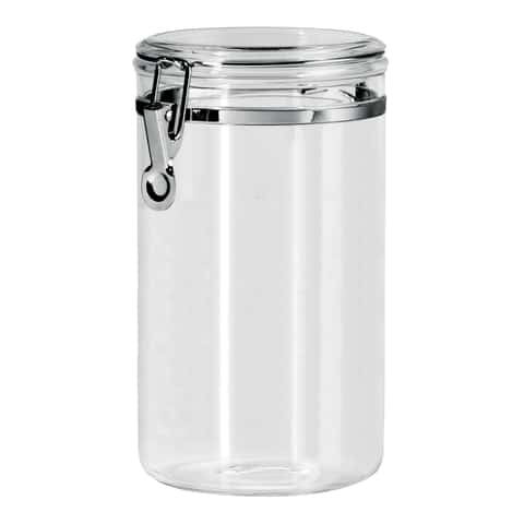Oggi Stainless Steel Kitchen Canister 36 fl oz, Gray - Airtight Clamp Lid,  Clear See-Thru Top - Ideal for Kitchen Storage, Food Storage, Pantry