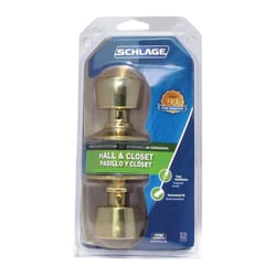 Schlage Bell Bright Brass Passage Lockset 1-3/4 in.