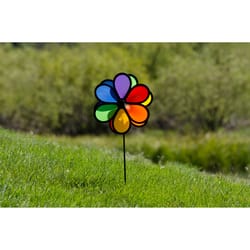In The Breeze Multicolored Nylon 23 in. H X 10 in. W Double Flower Garden Stake Spinner