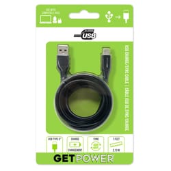 GetPower USB to Type C Charge and Sync Cable 7 ft. Black
