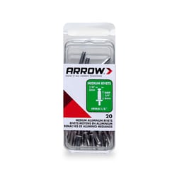 Arrow 1/8 in. D X 1/4 in. R Aluminum Rivets Silver 20 pk
