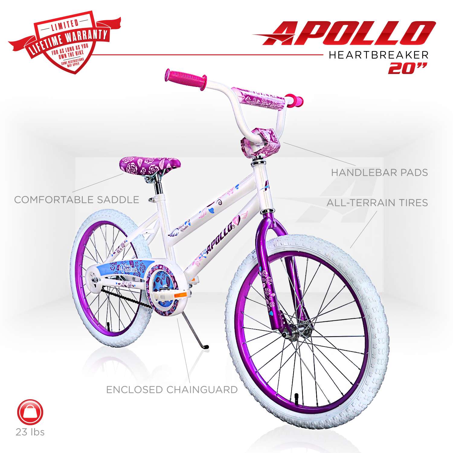 Apollo Heartbreaker Kid s 18 in. D Bicycle White Ace Hardware