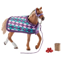 Schleich Horse Club English Thoroughbred with Blanket Toy Multicolored 5 pc