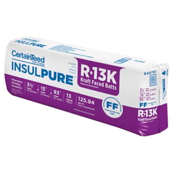 Certainteed 15 in. W X 93 in. L X 3.5 in. R-13 Kraft Faced Fiberglass Insulation Batt 125.94 sq ft