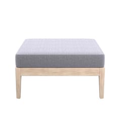 Linon Home Decor Monterey Natural Wood Frame Conversation Ottoman Gray