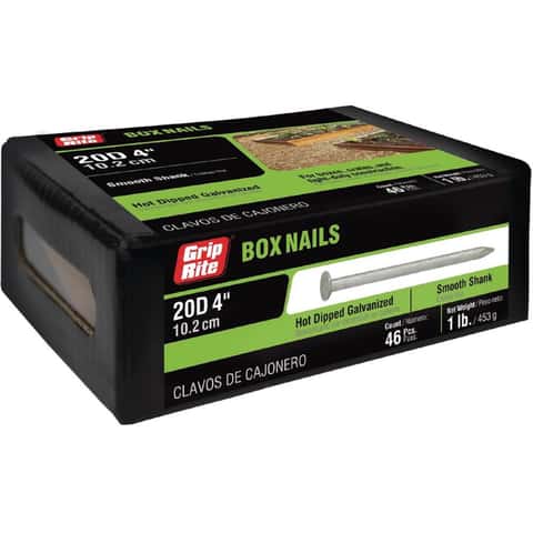Grip-Rite 20D 4 in. Box Hot-Dipped Galvanized Steel Nail Flat Head 1 lb Grip-Rite 20D 4 in. Box Hot-Dipped Galvanized Steel Nail Flat Head 1 lb
