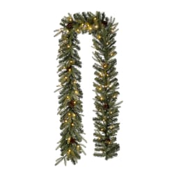 Glitzhome 9 ft. L LED Prelit Warm White Artificial Pine Cone Garland