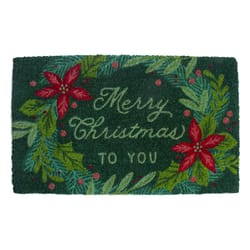 Entryways 17 in. W X 28 in. L Green Christmas Wreath Coir Door Mat