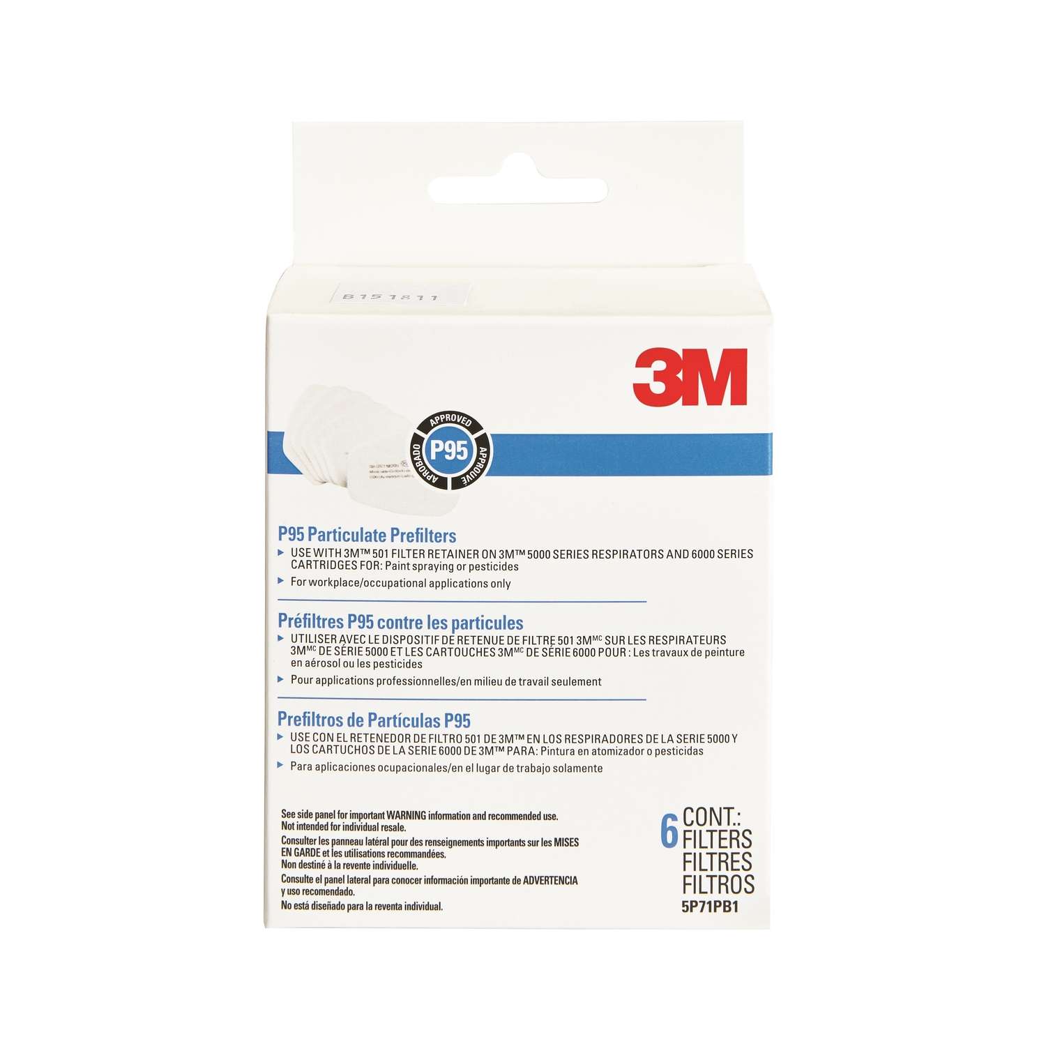 3M P95 Paint Spray and Pesticide Respirator Mask Replacement Filter 5000 White 6 pk Ace Hardware
