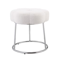 Linon Home Decor Braeside White Fabric Cushioned Stool Chair 1 pk