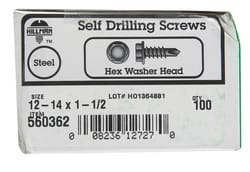 Hillman No. 12-14 X 1-1/2 in. L Hex Hex Washer Head Sheet Metal Screws 100 pk